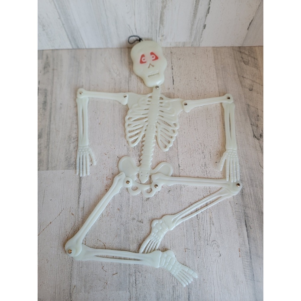 Vintage glow in dark jointed skeleton hanging Halloween home decor
